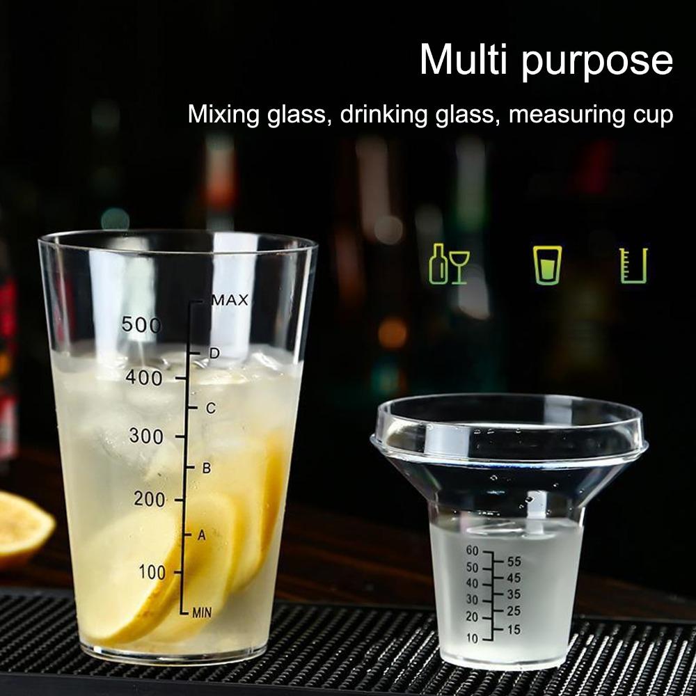 Clear Plastic Cocktail Shaker Set Spill Prevent Design Measuring Jigger Set Beverage Mixing