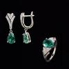 925 Sterling Silver Ring Clasp Earrings Created Emerald Nano Pear 7*10mm Luxury Jewelry for Women's Birthday and Party Gifts