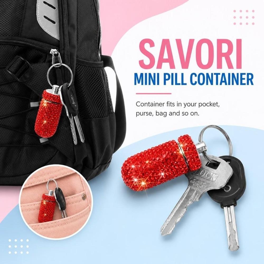 Sparkly Keychain Pill Container Aluminum Alloy Portable Pill Case Outdoor Travel