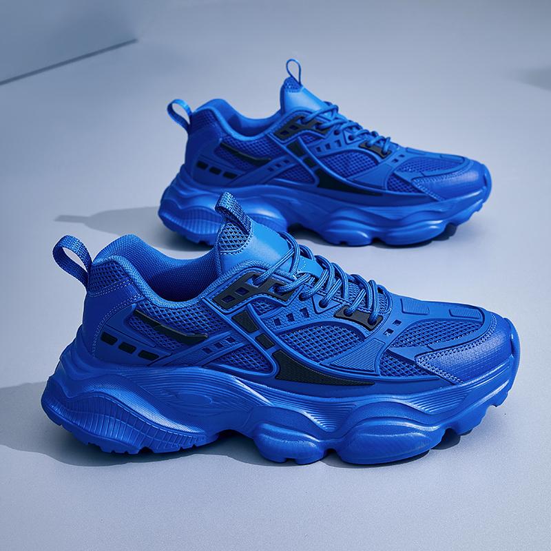 Модные повседневные мужские кроссовки на платформе, дышащие, для ходьбы, размер 48, спортивные баскетбольные кроссовки для бега, мужские, синие.