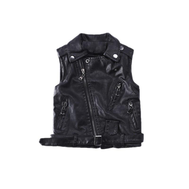 Детский жилет для мальчиков Жилет-куртка Весна Осень Однотонный Детский жилет Мальчик Искусственная кожа Без рукавов Верхняя одежда Одежда