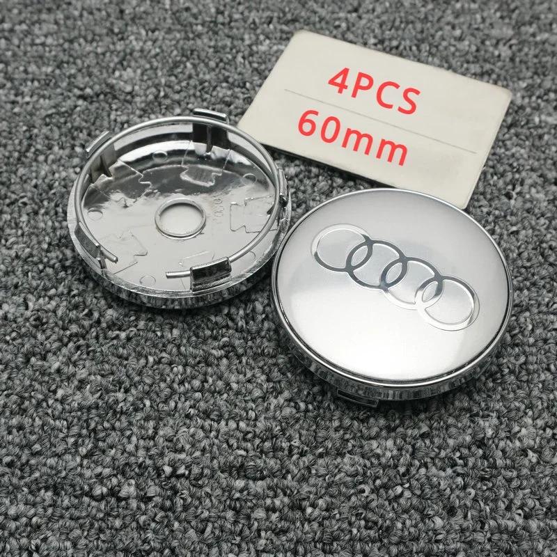 4PCS 60mm Modified Wheel Hub Cover Tire Center Logo for Audi A1 A2 A3 A4 A5 A6 A7 A8 Q2 Q3 Q5 Q7 - Car Wheel Center Cap