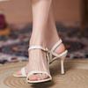 Новые открытые высокие каблуки женские тонкие каблуки маленькие размеры односложные пряжки простые сандалии женские универсальные модные большие размеры