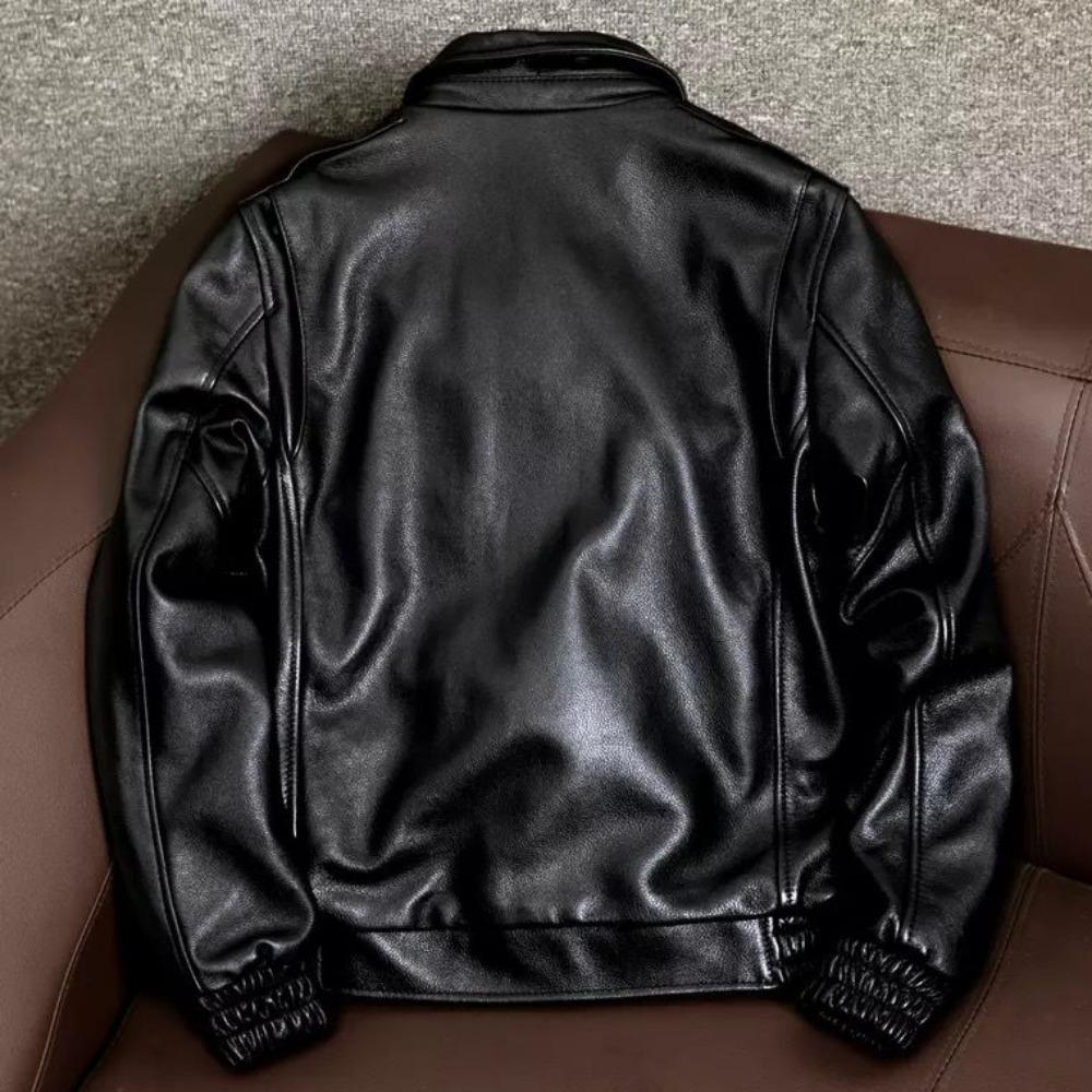 Куртка из натуральной мягкой коровьей кожи первого слоя, мужская летная куртка с короткими лацканами