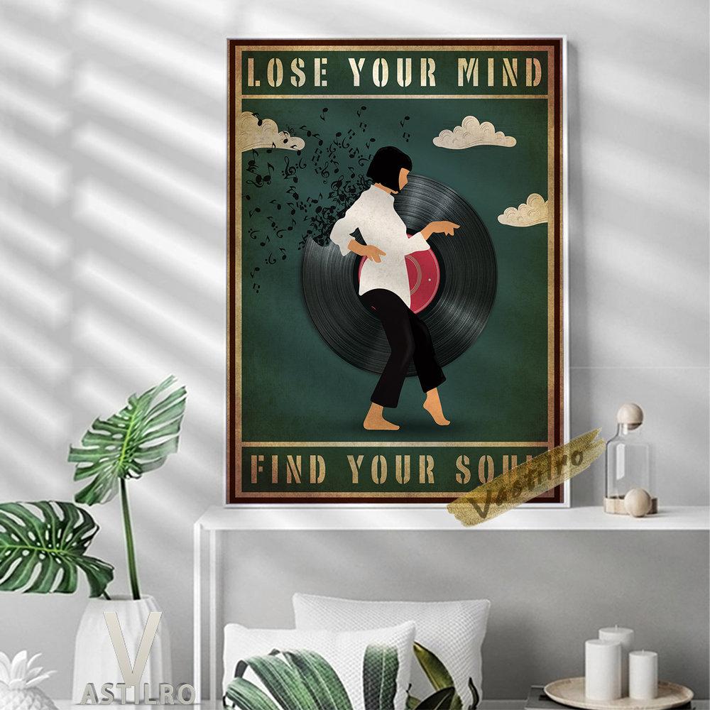 Наслаждайтесь музыкой, танцующей девушкой, винтажный постер с принтом, виниловая пластинка, коллаж, настенная наклейка, холст, живопись