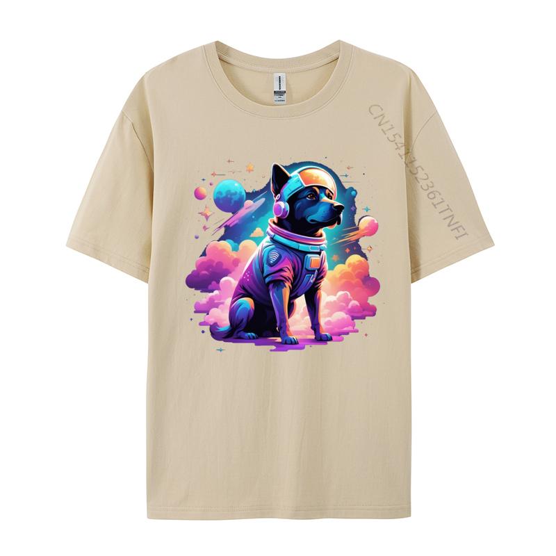Dog In Space Tshrit Animal Lover Front Printed T Shirt Cotton Unisex Top TShirts Hot Sale Classic Tees