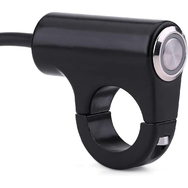 Motorcycle Push Start Button with Horn, Headlight, Brake, Fog Lights - 7/8" (22mm) Automatic Return with Green Light