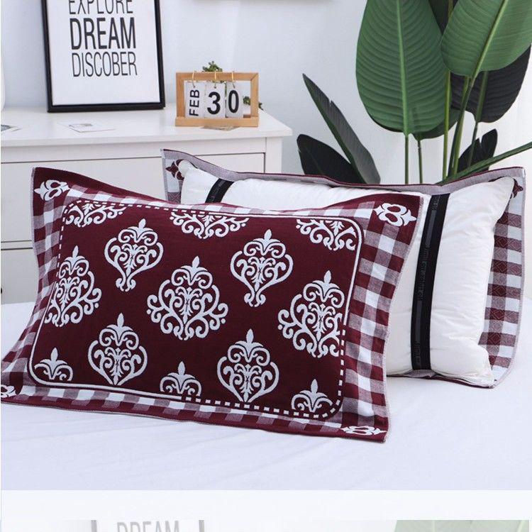 Yiwenwo Нескользящая Хлопковая Марлевая Наволочка Extra Large с Фиксирующими Ремешками для Студентов и Взрослых