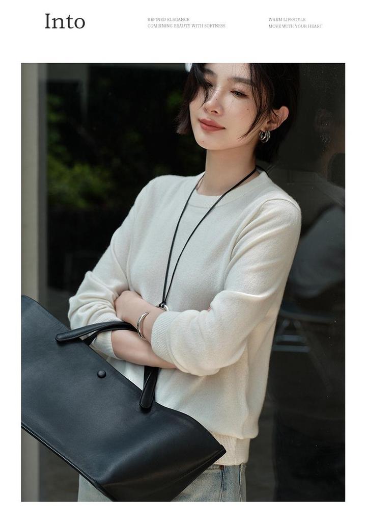 Women's 100% Cashmere Half-High Collar Loose Fit Sweater - Autumn/Winter Collection