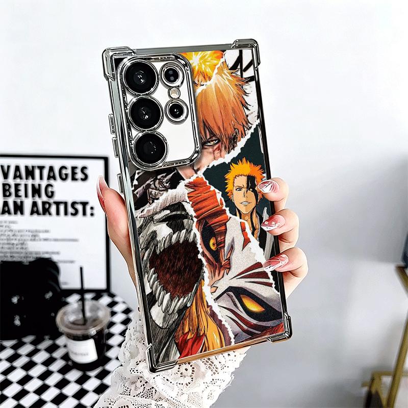 Bleach Kurosaki Ichigo Plating Phone Case For Samsung Galaxy S24 S25 FE S26 Edge S23 Ultra S22 S21 Plus S20 Anti-Fall Airabag Co
