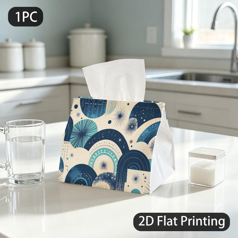 1pc Tissue Box, Art Deco Celestial Arches Starry Dreams Pattern, 2D Flat Printing, Dust Blocking, Strong And Firm, Tissue Bag, for Dining Table
