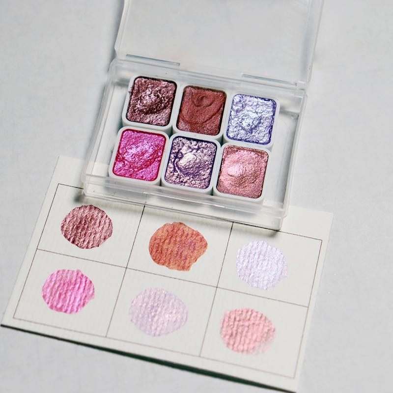 1 мл 6-цветная серия Pearl Ручной набор твердых акварельных красок Художественная роспись ногтей Декоративная акварель