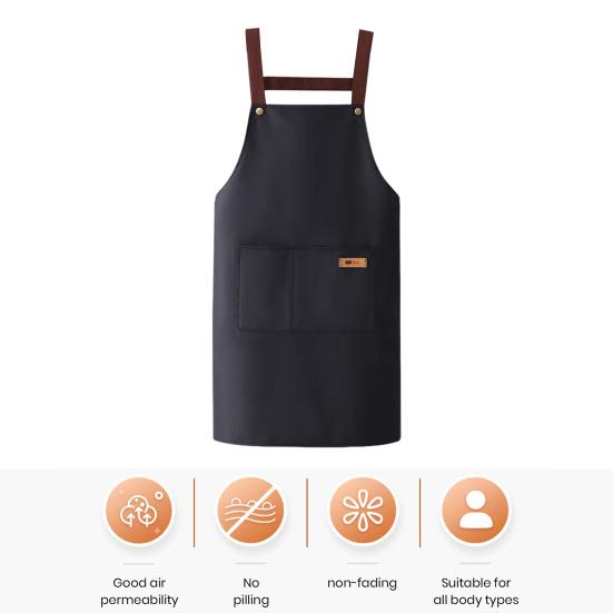 Waterproof Apron Large Pocket Oil-proof Dust-proof Kitchen Cooking Apron with Adjustable Strap Universal Chef Apron for Butchers Painters