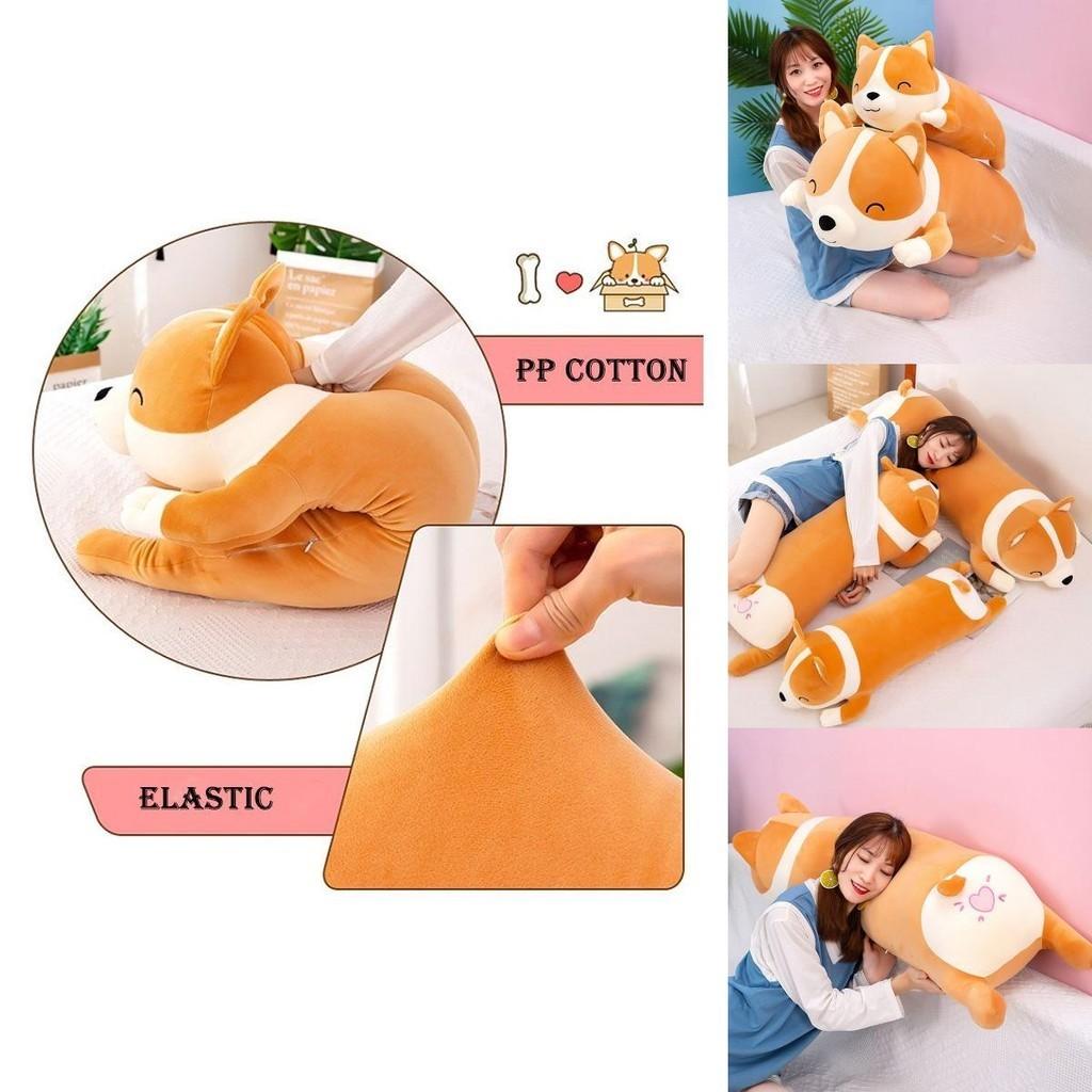 Длинные плюшевые игрушки корги, подушка-плед, мягкая набивная кукла-животное для рождественского подарка на день рождения