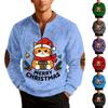 Men's Casual Christmas Print Zip-Up Sweatshirt for Holiday Parties and Everyday Wear