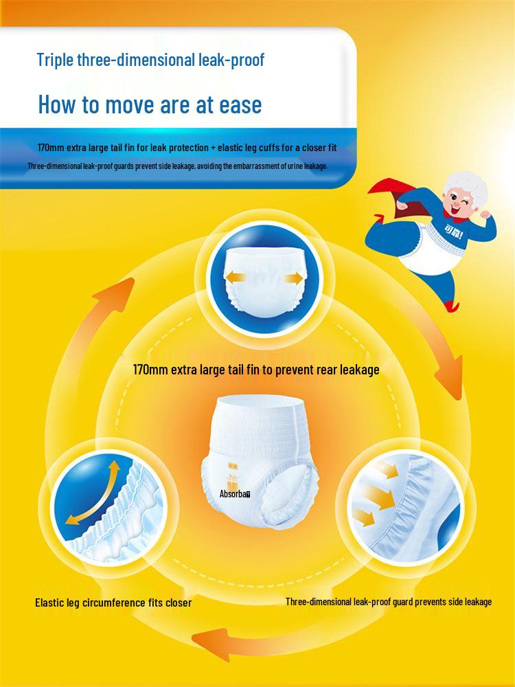 Надежные Впитывающие Взрослые Подгузники-Трусы для Ухода за Пожилыми при Недержании, Унисекс, Размер L, 90 штук