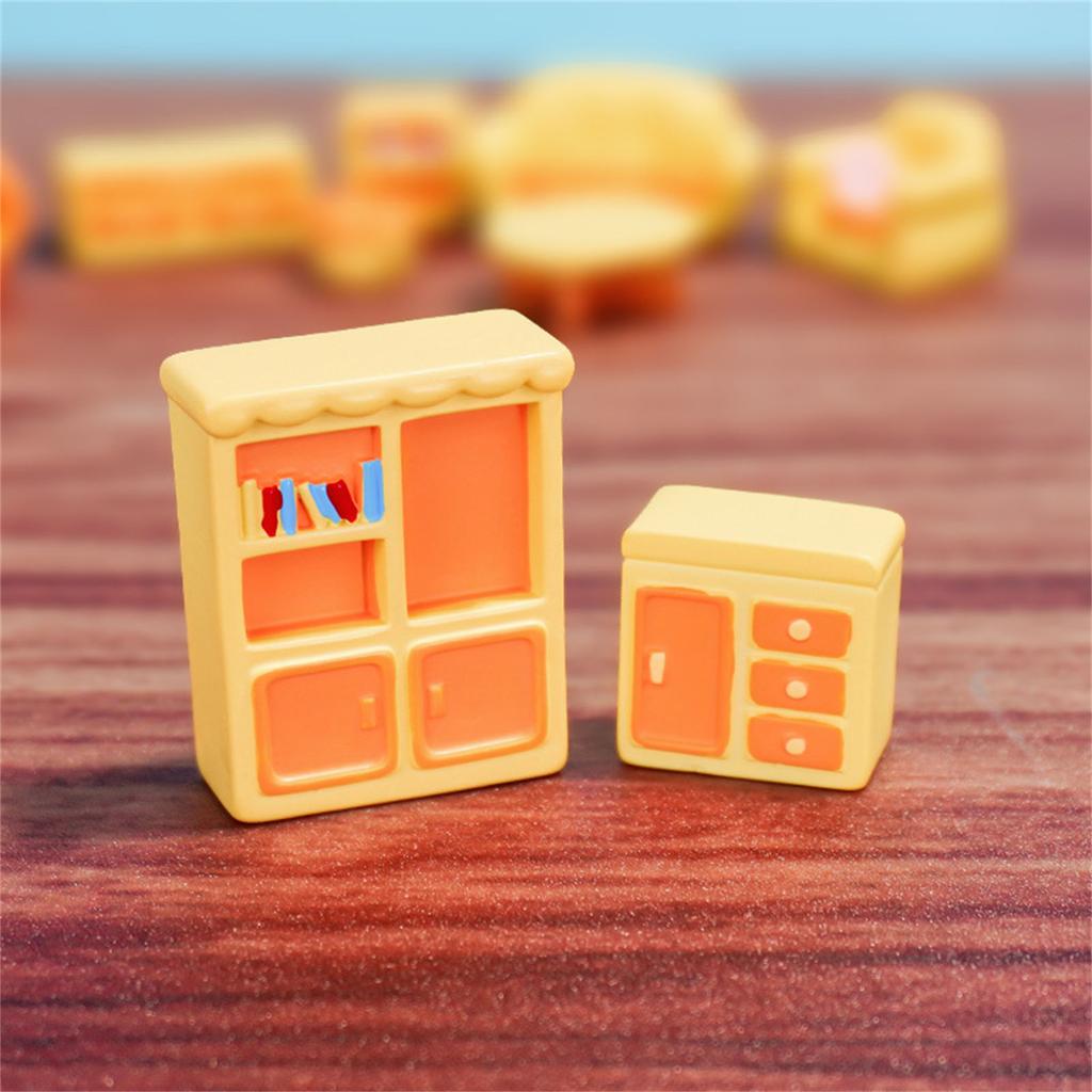 Милый пейзажный диванный столик, шкафчик, набор миниатюрных фигурок, 10 штук, смоляные украшения для кукольных домиков и домашнего декора