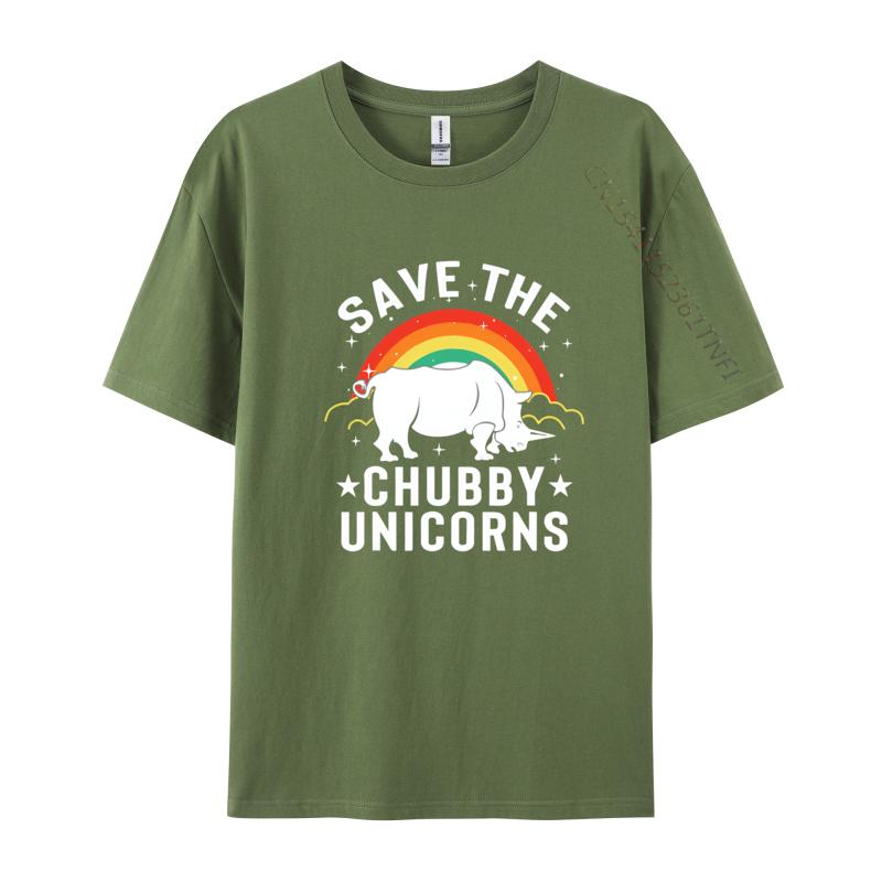Save The Chubby Unicorns Rhino Rainbow TShirt Party Fitness Tight T Shirt Prevailing White Graphic Tee