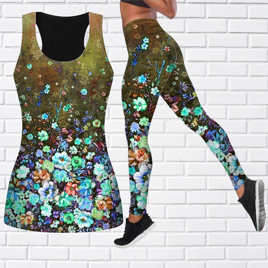 Экипировка для йоги с морем великолепных цветов и принтом для женщин, модные леггинсы для тренировок, спортивные повседневные штаны для фитнеса и йоги