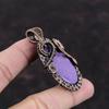 Пурпуритовый кулон, медная проволока, обернутая драгоценным камнем, ювелирный дизайнерский кулон, обернутая проволокой подвеска, кулон ручной работы, подарок для женщин, медный кулон