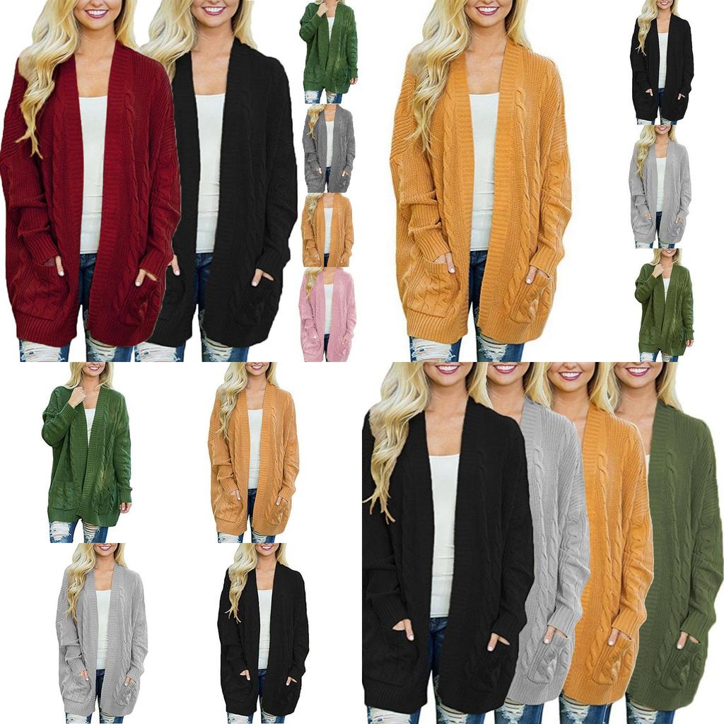 Warm And Chunky Knit Women Cardigan Sleeve Casual Sweater Outwear
