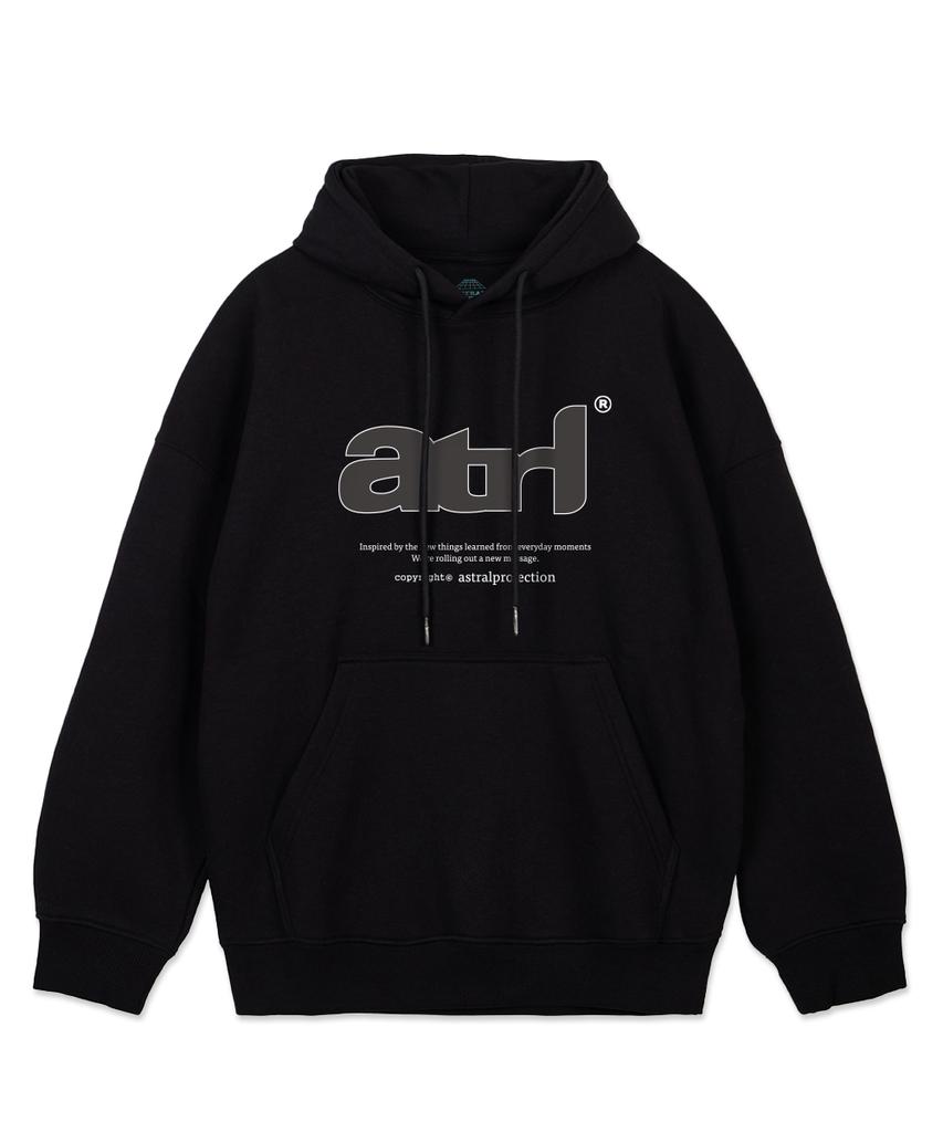 Худи Atrl Basic Lettering 2 Оверсайз Широкие Плечи_Черный