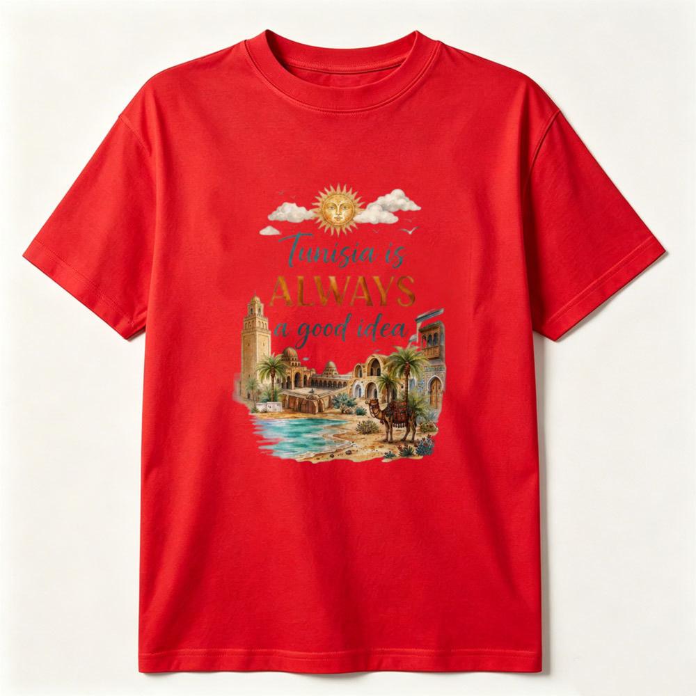 Vintage Tunisia Travel T-Shirt Tunisia Is Always A Good Idea Printing Shirt North African Summer Tee Retro Unisex Cotton Tops