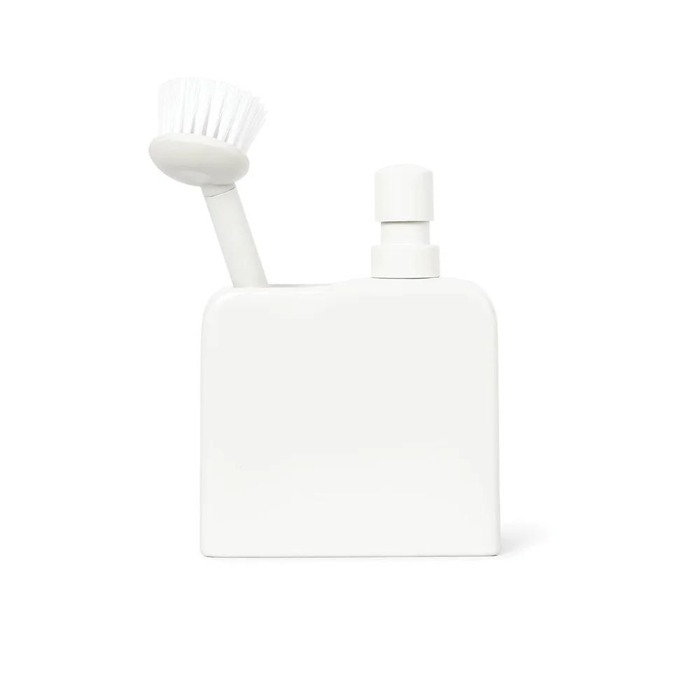 Керамический дозатор жидкого мыла со встроенным держателем для щетки Многоцелевой диспенсер Кухня и ванная комната Сверхпрочный Легкое использование одной рукой