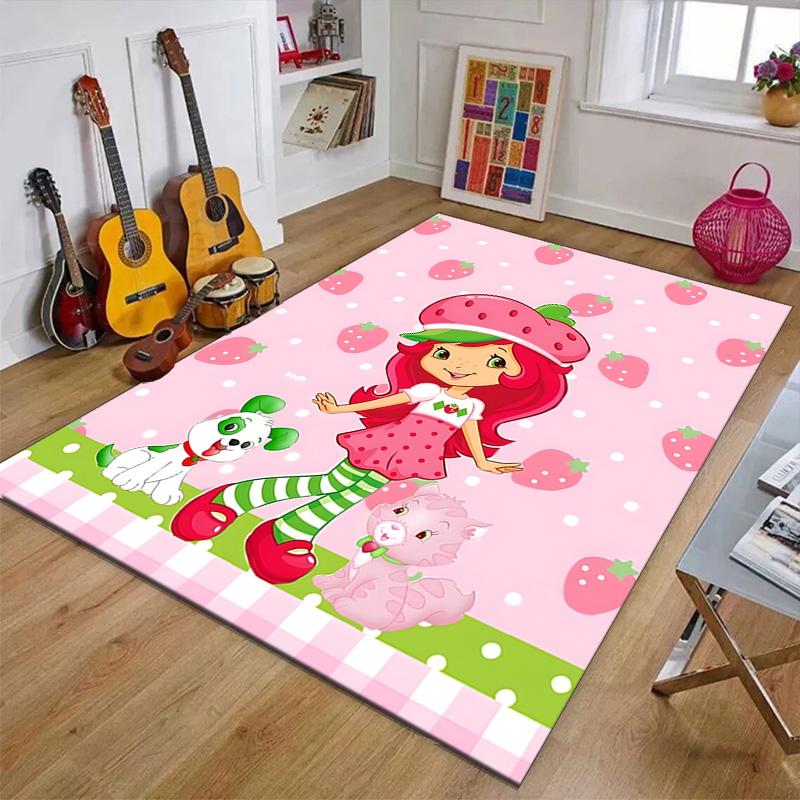 1pc Princess Strawberry (8) Design Printed Area Rug Carpet for Bedroom Living Room Home Decor Rugs Mat Non Slip Mat Rug for Bedside