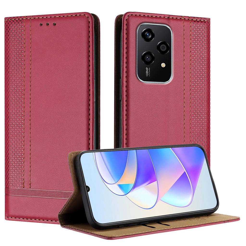 Чехол для Honor 200 Lite, кожаный чехол-подставка с L-образным сетчатым узором и слотами для карт