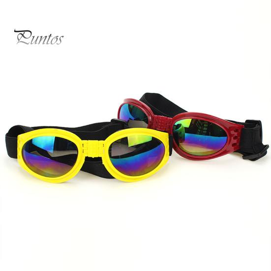 Dog Polarized Sunglasses Small Breed UV Protection Windproof Sun Glasses Pet Goggles Adjustable Folding Eye Wear with Elastic Band for Outdoor