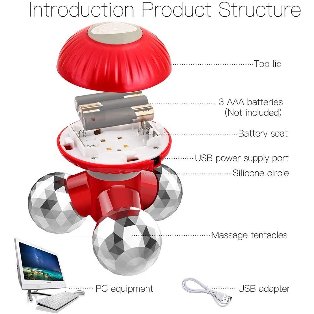 Электрический массажер для снятия мышечного напряжения, расслабляющий вибрационный массажер, инструмент для ухода за телом, мини-массажер с 3 массажными головками для разминания