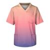Men's Printing Short Sleeve V-neck Working Blouse Chest Pocket Carer Top