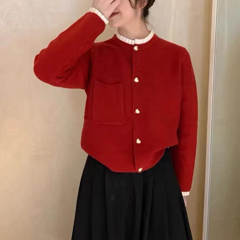 Осенний свитер с круглым вырезом и ушами, женская мода, вязаный кардиган, пальто для женщин