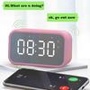 Настольные часы Bluetooth Беспроводное аудио Мини-светодиодное зеркало Цифровой будильник Температура выходного дня Дисплей Настольные часы