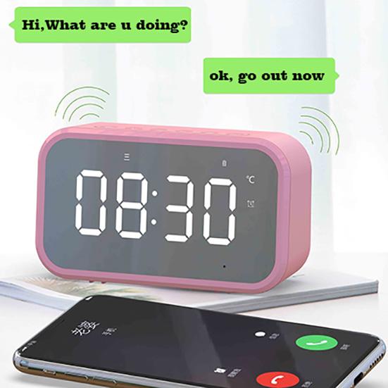 Настольные часы Bluetooth Беспроводное аудио Мини-светодиодное зеркало Цифровой будильник Температура выходного дня Дисплей Настольные часы