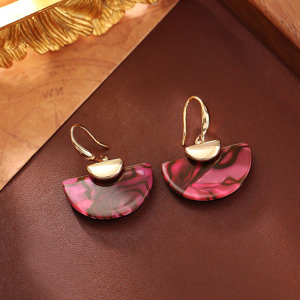 Переливающийся веерный кулон из раковины абалона на цепочке для ключиц и модные нишевые серьги