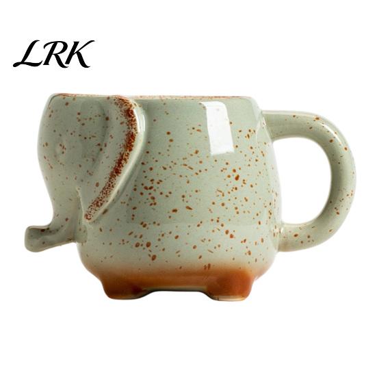 Керамическая кружка для слона, Кружка для чая, Кофейная чашка с держателем для пакетика, Пестрая зеленая ручная работа, Чашка для горячих напитков, Уникальный подарок для любимого, Удобная ручка