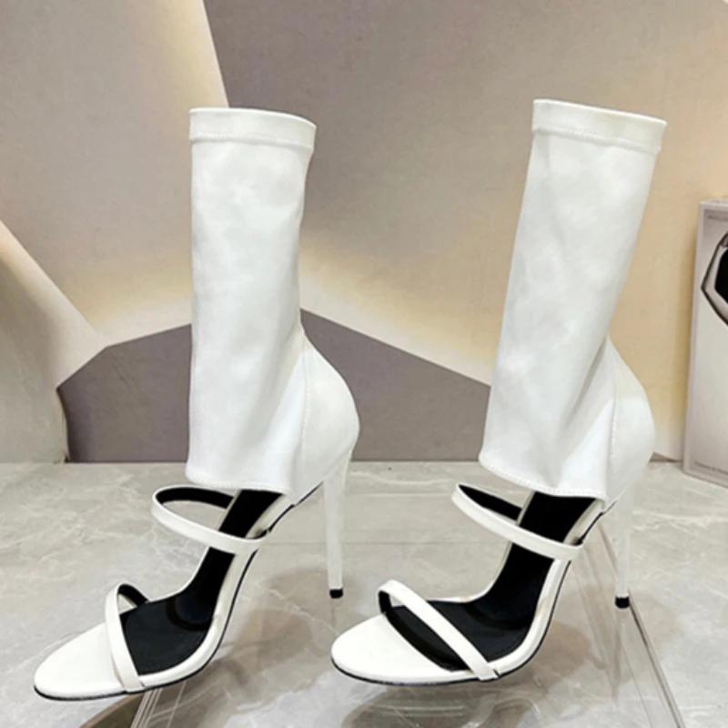 Летняя Новая Повседневная Мода Квадратный Носок Толстый Каблук Открытый Носок Пряжка Однотонные Удобные Сексуальные Банкетные Женские Туфли