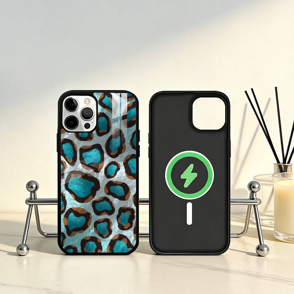 Модный Чехол для Телефона с Принтом Тигра и Леопарда Для iPhone17,16,15,14,13,12,11 Plus,Pro Max Магнитный Для Magsafe Беспроводной Зарядки
