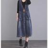 2024 Women's Large-Size Denim Vest: Mid-Length, Loose Fit with Large Pockets, Perfect for Autumn