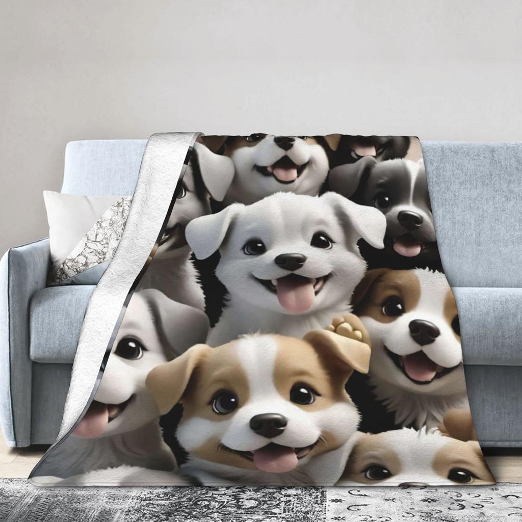 Funny Dog Selfie Flannel Blanket Winter Super Soft Throw Blanket for Girls Boys Outdoor Comfortable Bedspread Sofa Bed Cover