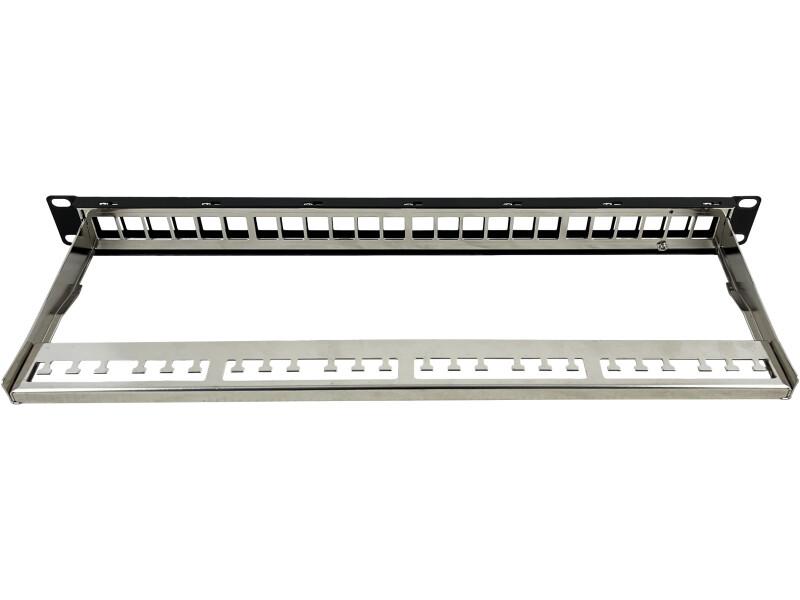 Patch panel empty 19" modular 24 ports 1U with support, unequipped ALANTE