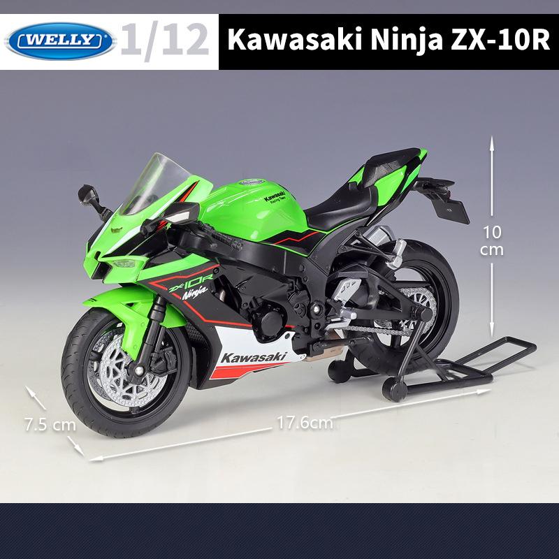 Welly 1/12 Kawasaki Ninja ZX-10R Heavy Locomoti Alloy Motorcycle Model Metal Toy Cross-country Racing Motorcycle Model Kids Gift