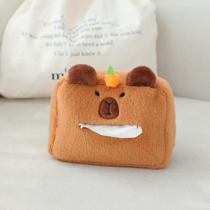 Милая плюшевая подушка для автомобиля Capybara, зеркало заднего вида, коробка для салфеток, чехол для подголовника автомобиля, чехол для плеча, комбинация автомобильных принадлежностей, украшение для автомобиля