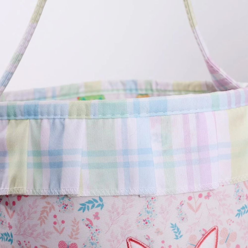Empty Design Easter Basket Embroidered Rabbit Basket Bunny Theme Easter Bucket  Kids Gift
