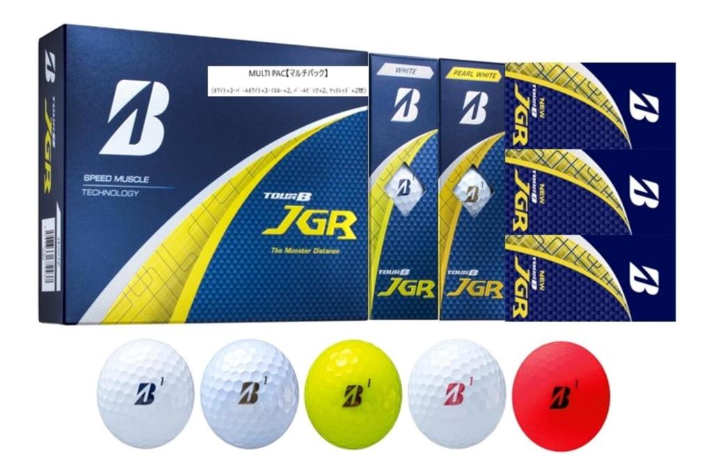 BRIDGESTONE TOUR B JGR 2025 Golf Multicolor Pack 3 Pearl 2 2 Pearl 2 Matte J5ZX Balls, 12-Ball (3 White, White, Yellow, Pink, Red)