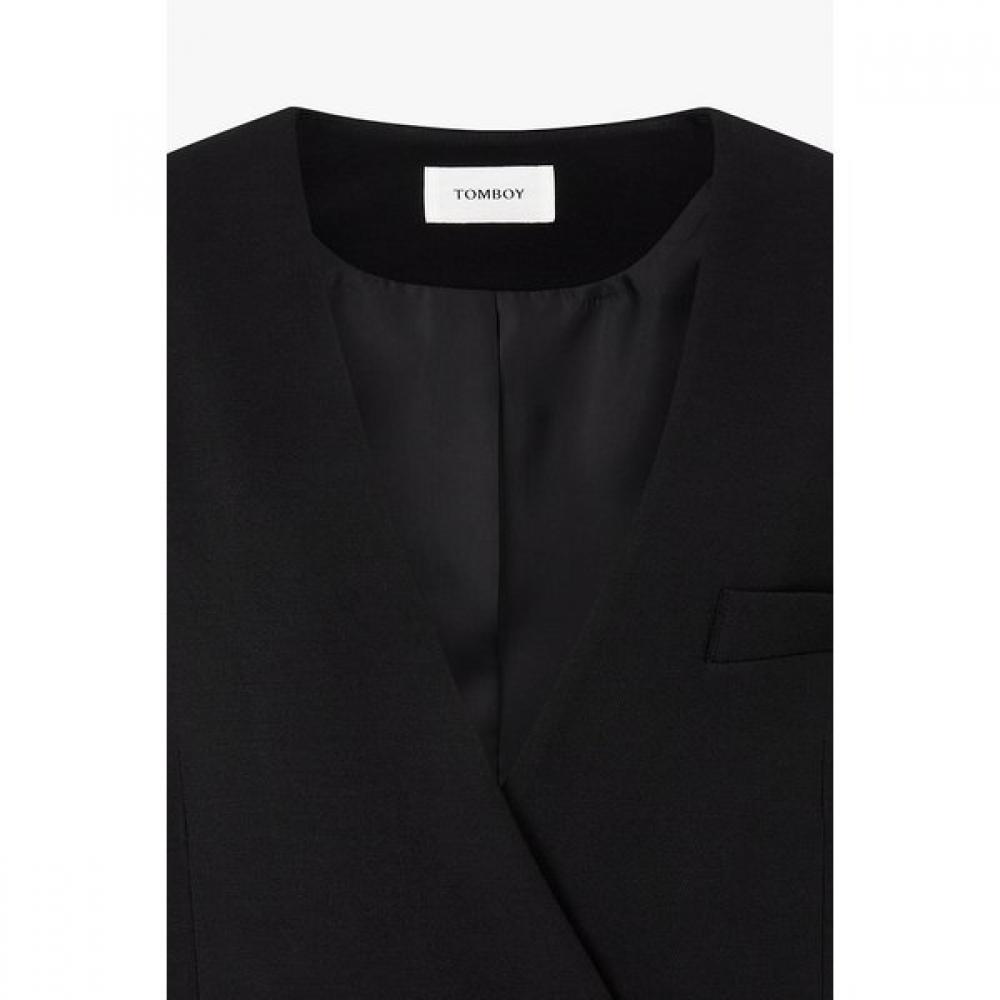 Studio Tomboy No Collar V Neck One Button Jacket 9106112102ar