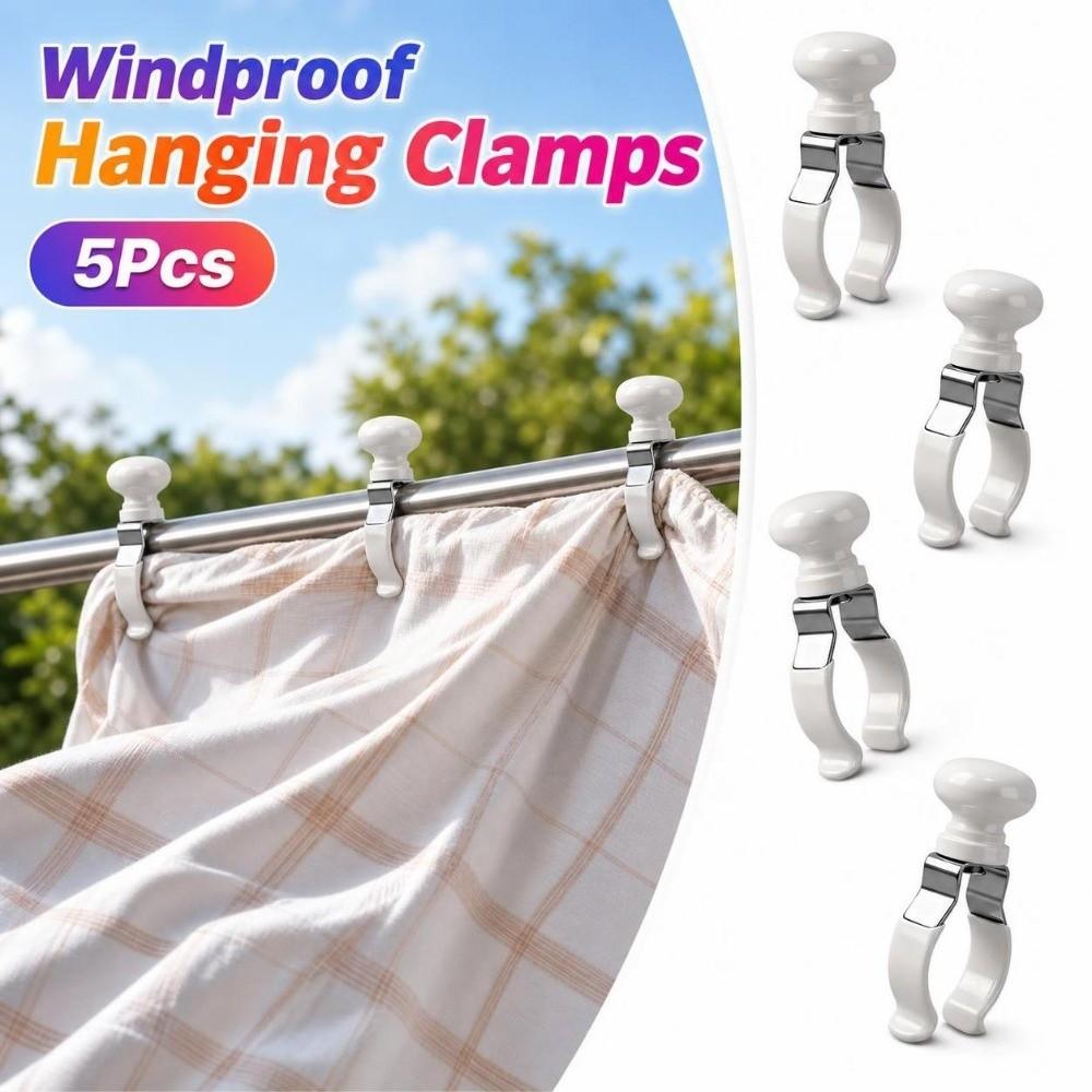 5Pcs Strong Grip Windproof Hanging Clamps Stainless Steel Laundry Clothespins Beach Towel