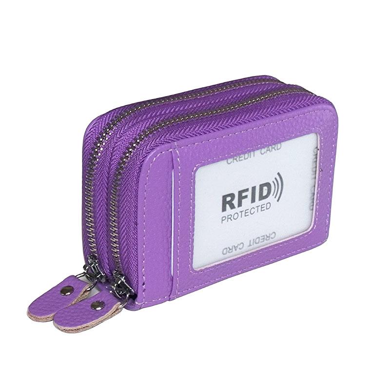 RFID-блокировка модный женский держатель для карт из натуральной кожи с двойной молнией большой емкости женский кошелек-кошелек